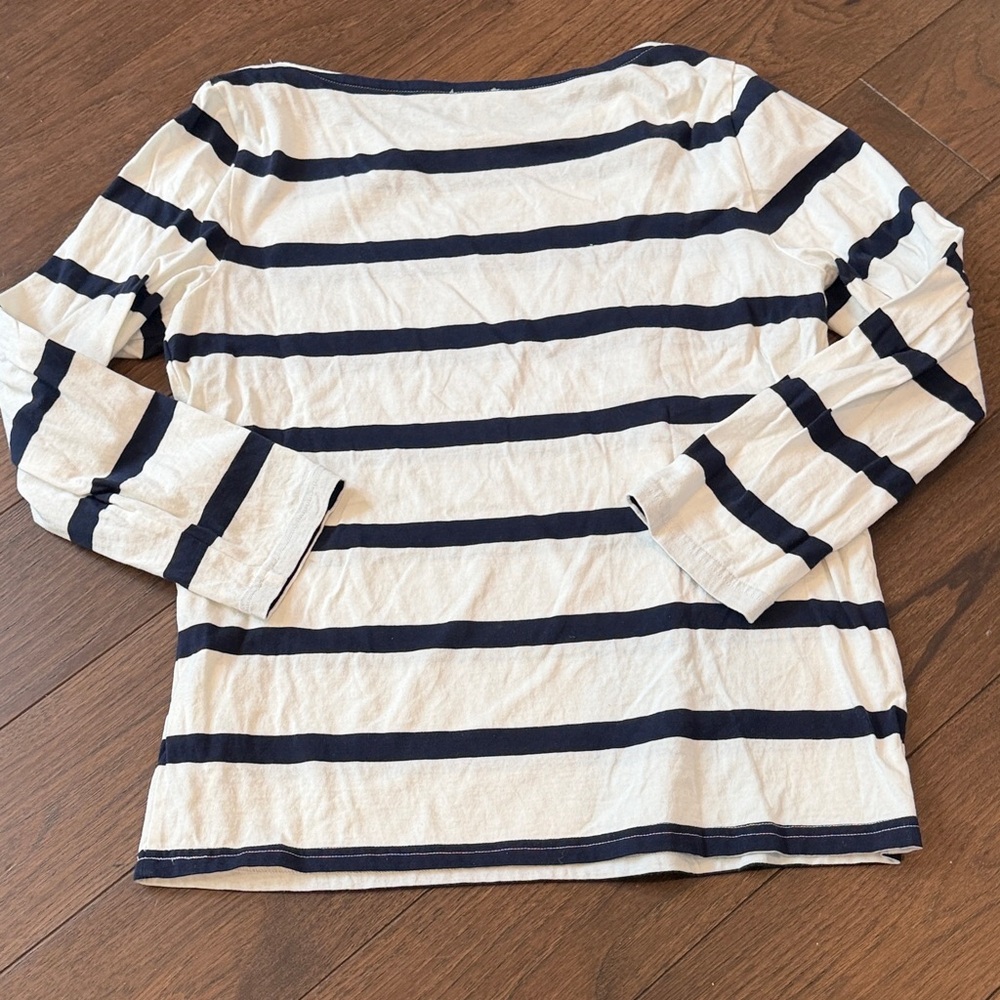 J. Crew Navy and White Striped Top Long Sleeve Medium C1-009 - Picture 5 of 5